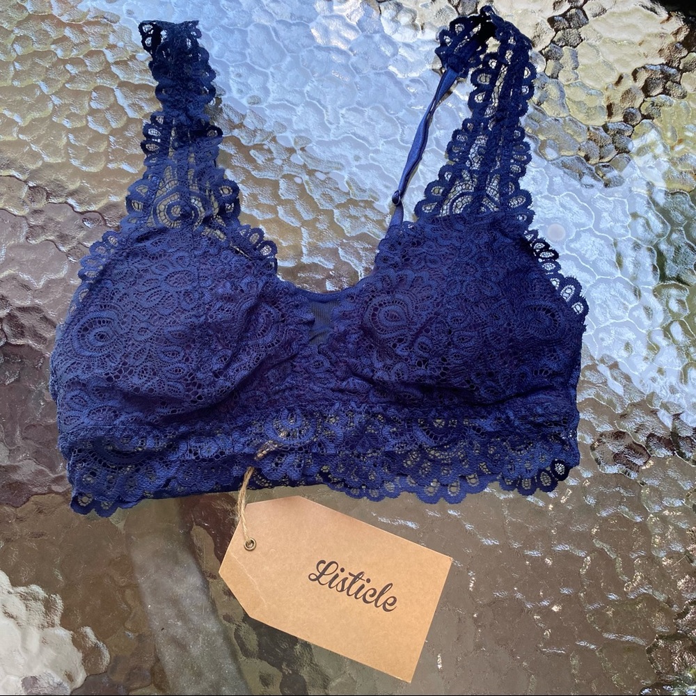Listicle Blue Lace Bralette NWT
